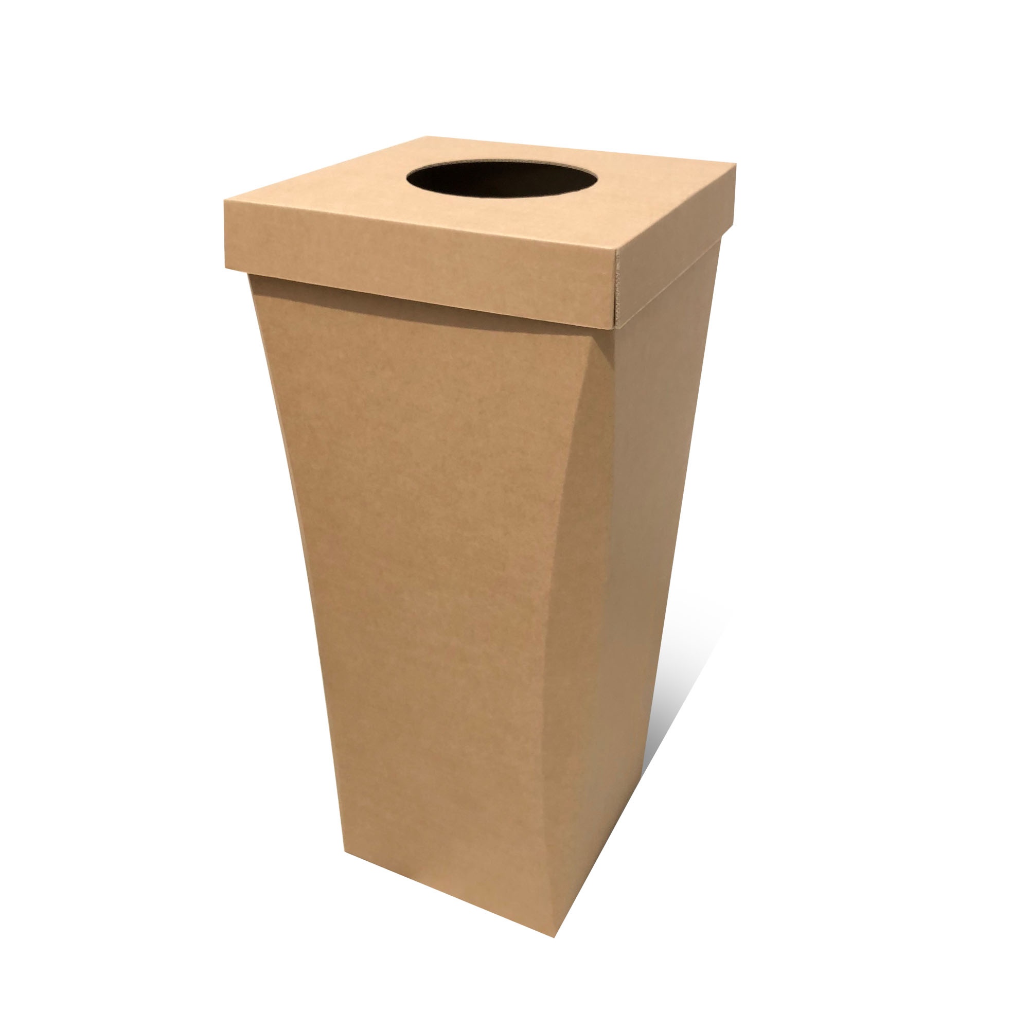 Poubelle carton recyclé 100L, carton blanc ou brun personnalisable