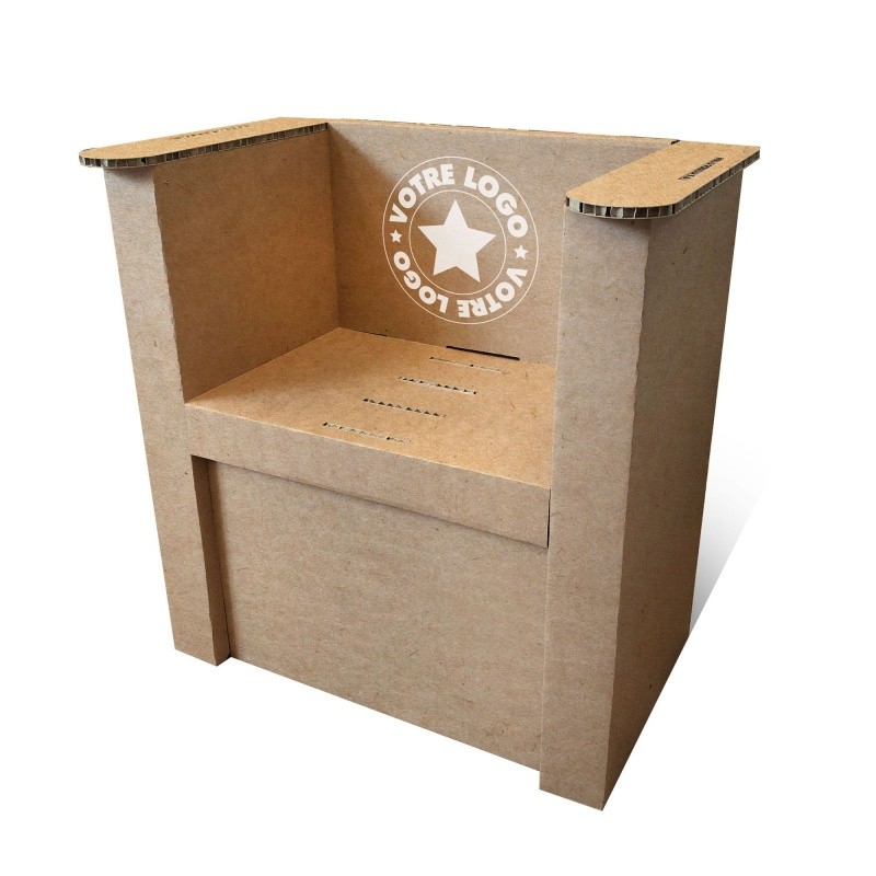 mobilier-en-carton-Fauteuil en carton naturel personnalisable