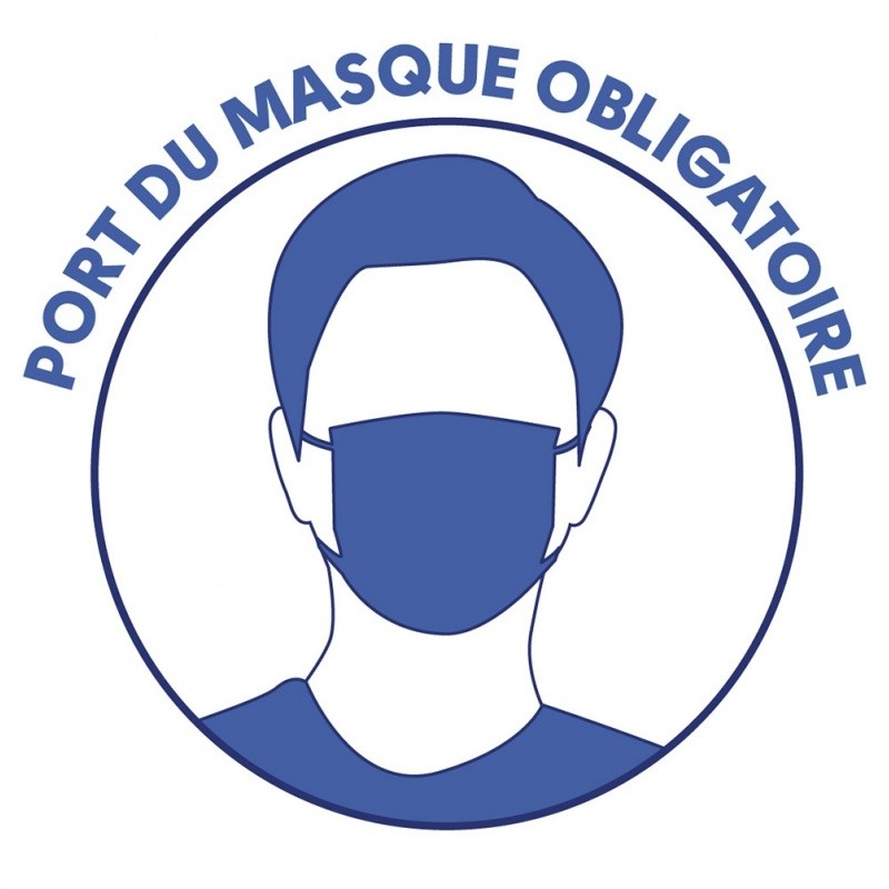 Port du masque obligatoire - Stickers autocollants - x10 BIKOM Covid 19 signalétique