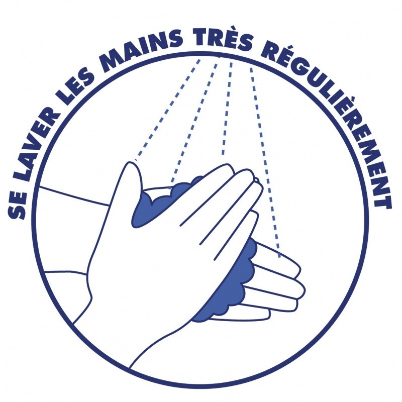 Autocollant se laver les mains - x10 BIKOM Signalétique gestes barrières