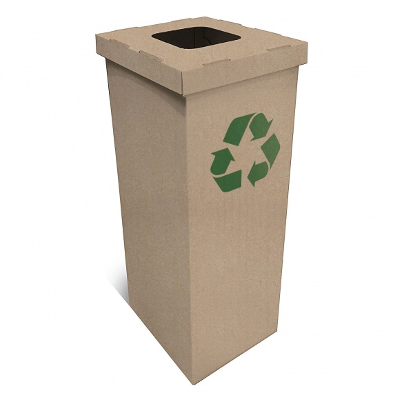 Poubelle en carton recyclé avec logo recyclage imprimé