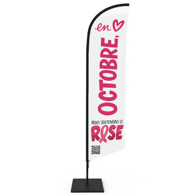BIKOM Drapeaux "Octobre Rose" 4 tailles