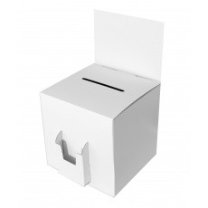 Urne en carton blanche avec porte flyer 28 x 28 cm