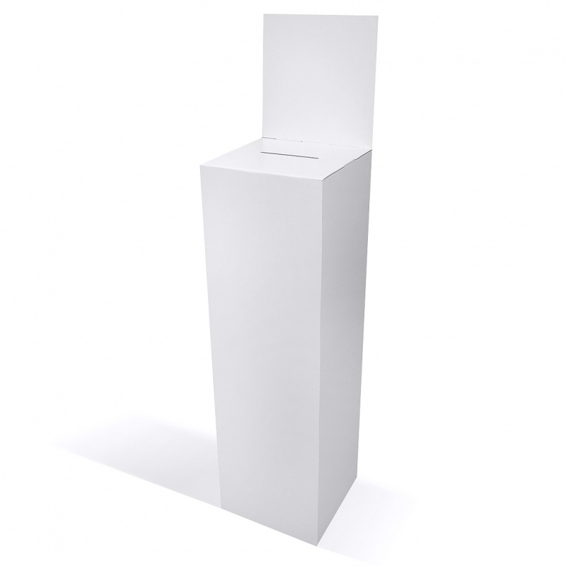 Urne carton haute blanche 90x30x30 + fronton BIKOM Urne en carton blanche ou kraft