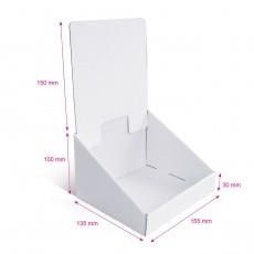 Présentoir en carton blanc sans impression, 155 x 135 mm x 250 mm